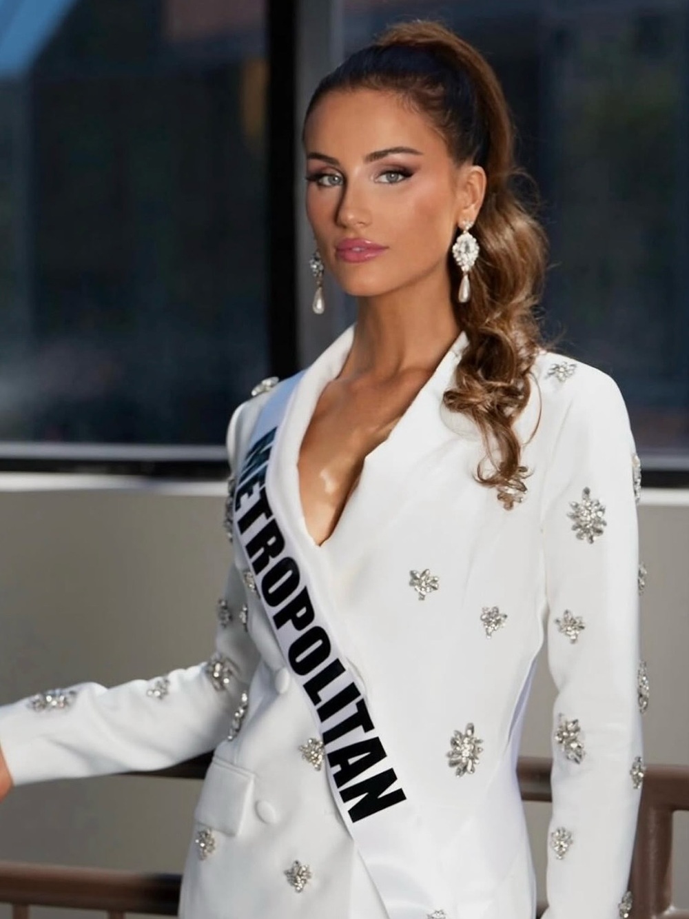 White Embellished Blazer Rhinestone Suite